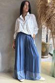 Frisco Deep Cuff Chambray Wide Leg Pant Dark